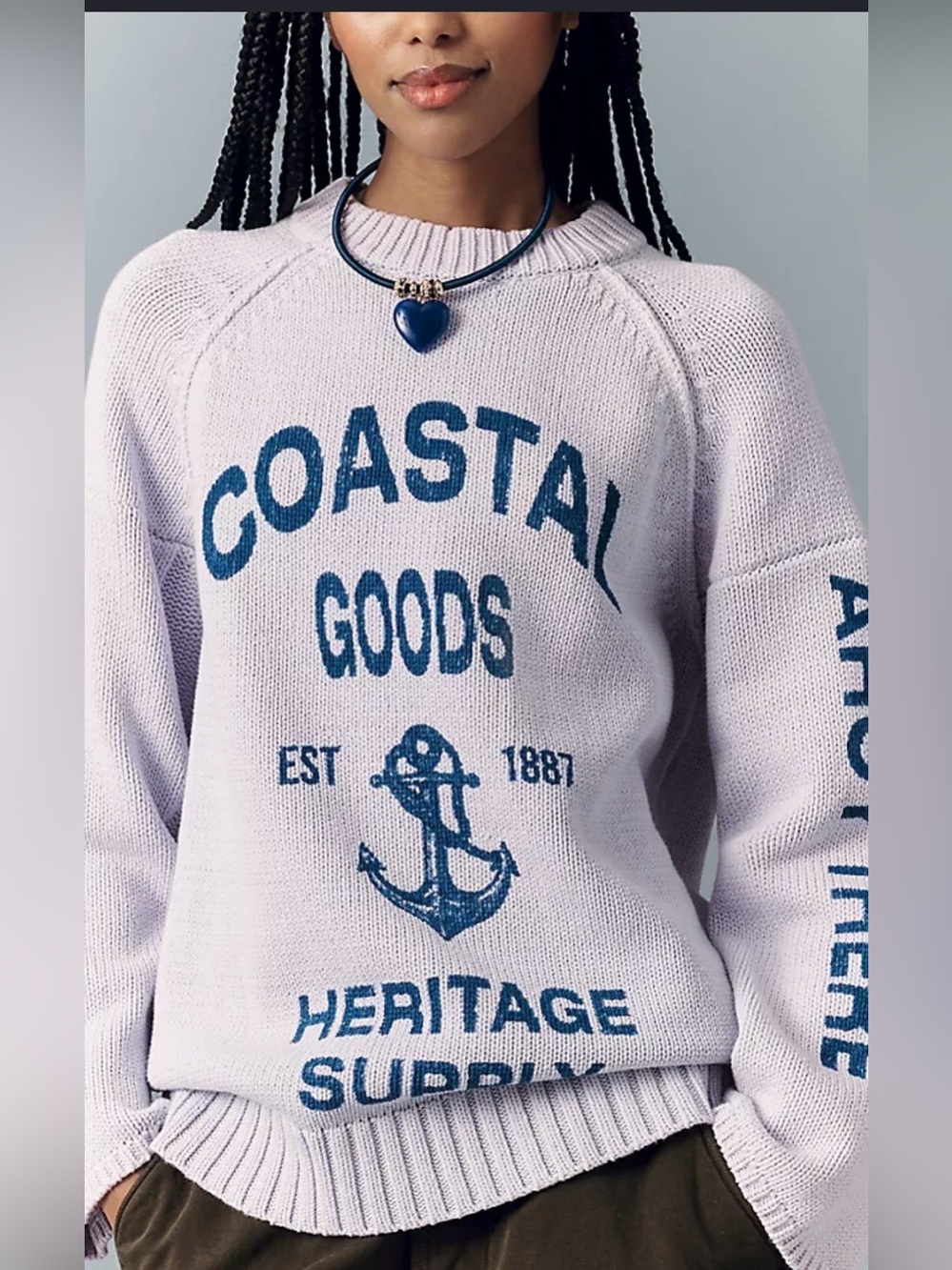 Anthropologie pilcro Lavender/Blue Logo Knit Sweater